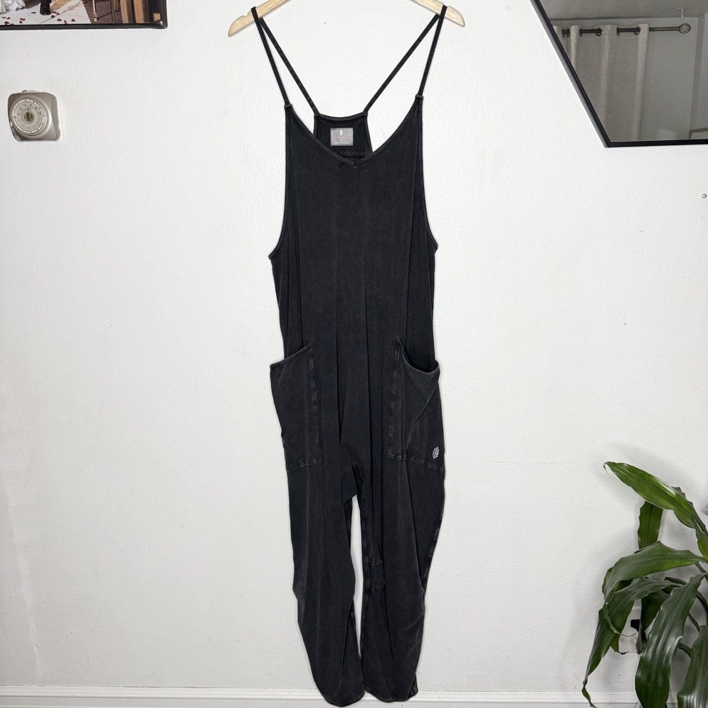 Free People Movement Hot Shot One Piece Washed Black Jumpsuit Women's Medium